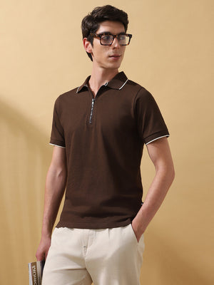 Men's Solid Polo Collar Half Sleeves T-shirt