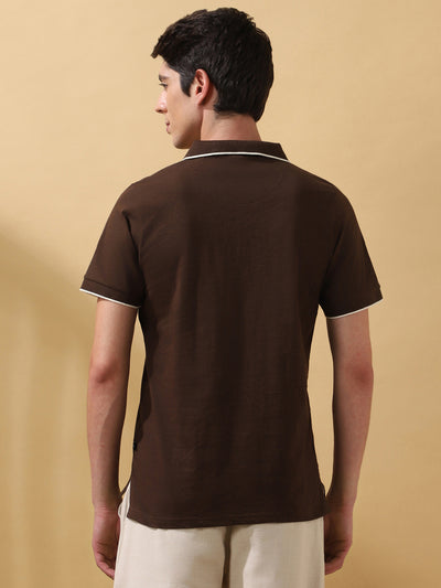 Men's Solid Polo Collar Half Sleeves T-shirt