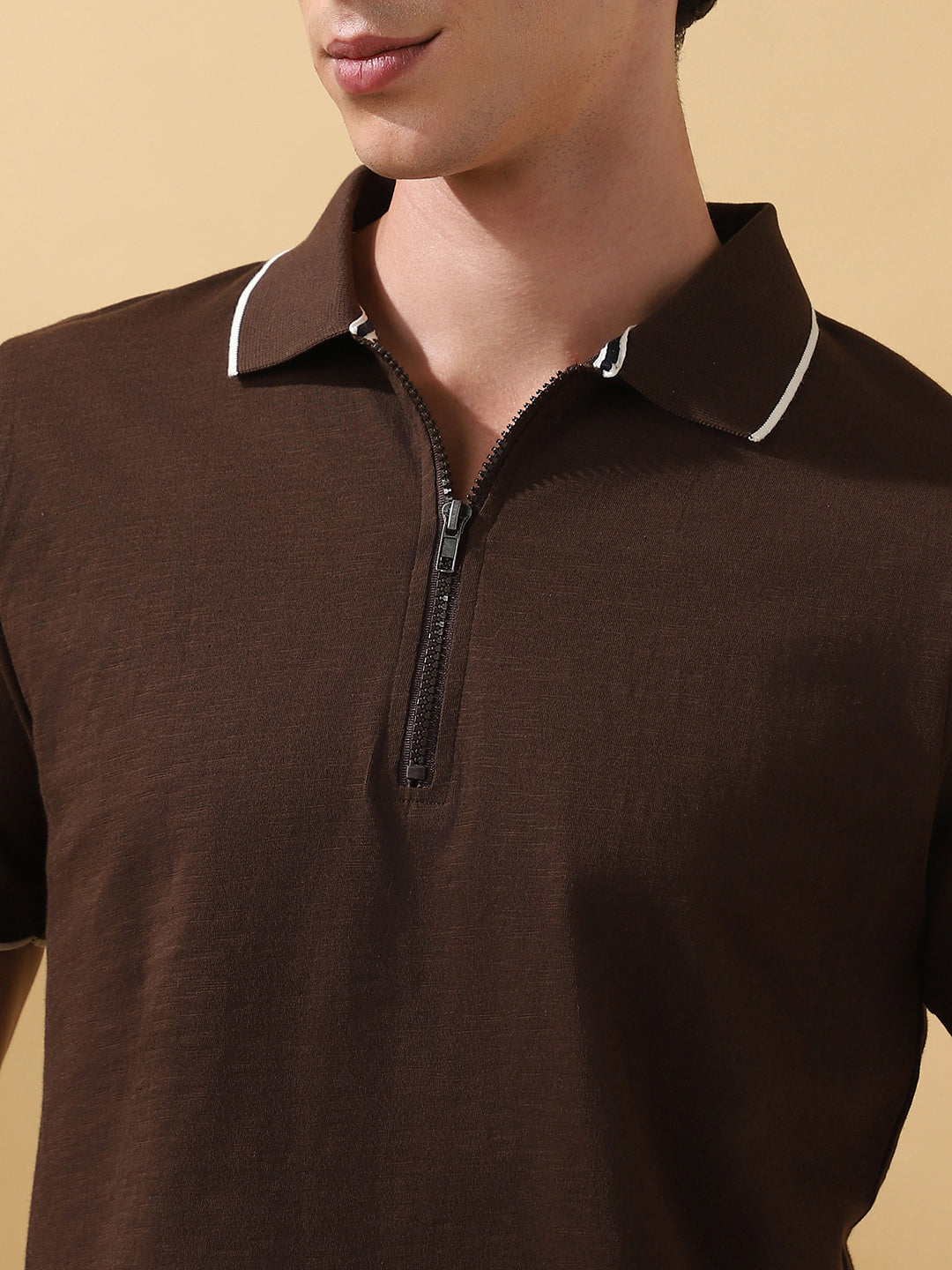 Men's Solid Polo Collar Half Sleeves T-shirt