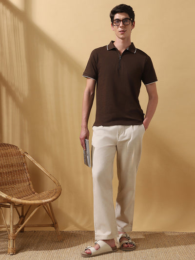 Men's Solid Polo Collar Half Sleeves T-shirt