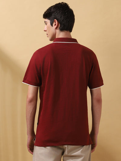 Men's Solid Polo Collar Half Sleeves T-shirt