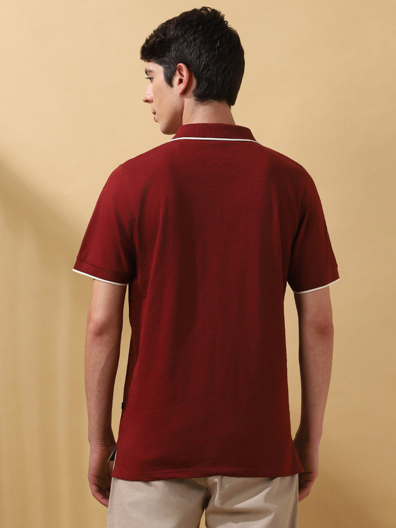 Men's Solid Polo Collar Half Sleeves T-shirt