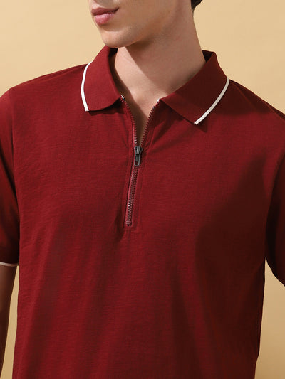 Men's Solid Polo Collar Half Sleeves T-shirt