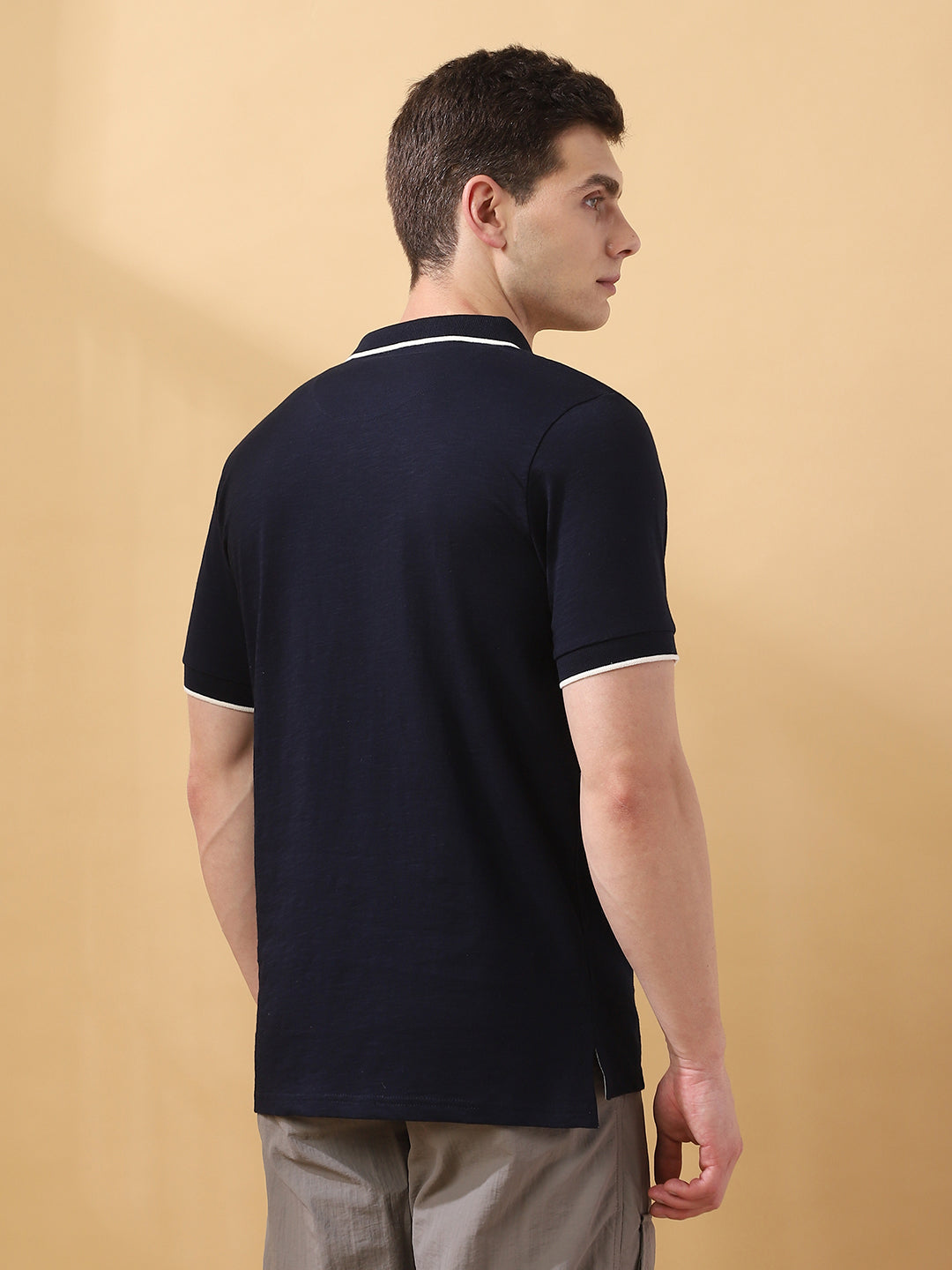 Men's Solid Polo Collar Half Sleeves T-shirt