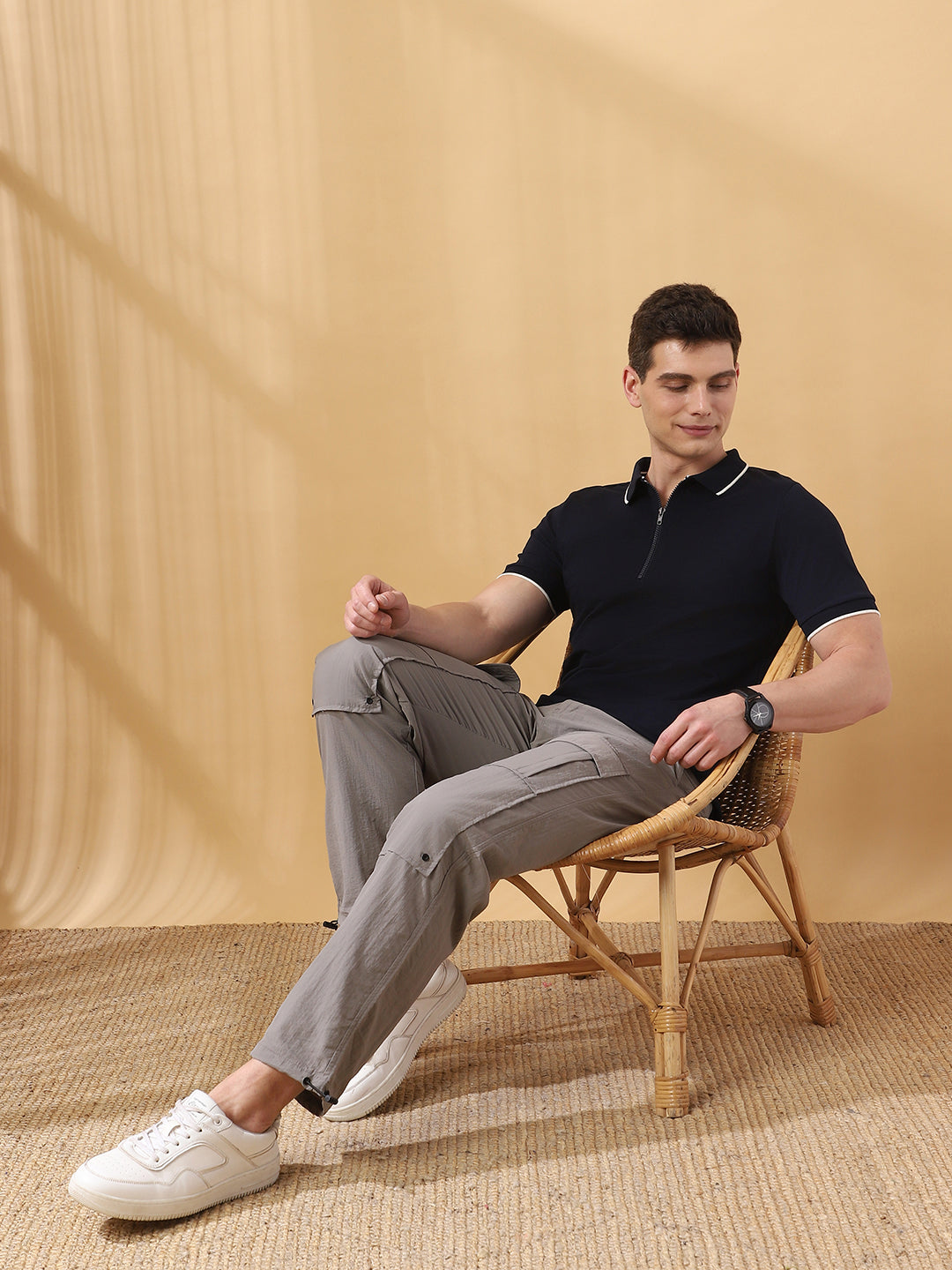 Men's Solid Polo Collar Half Sleeves T-shirt