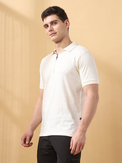 Men's Solid Polo Collar Half Sleeves T-shirt