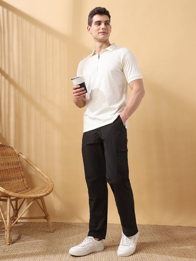 Men's Solid Polo Collar Half Sleeves T-shirt