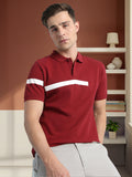Men's Striped Polo Collar Half Sleeves T-shirt