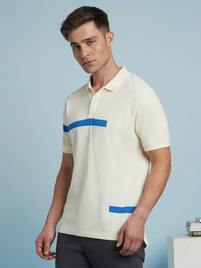 Men's Striped Polo Collar Half Sleeves T-shirt