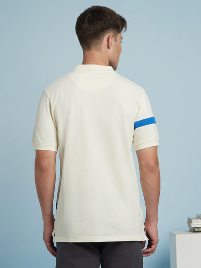 Men's Striped Polo Collar Half Sleeves T-shirt