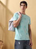 Men's Printed Round Neck Half Sleeves Cotton Slub T-shirt