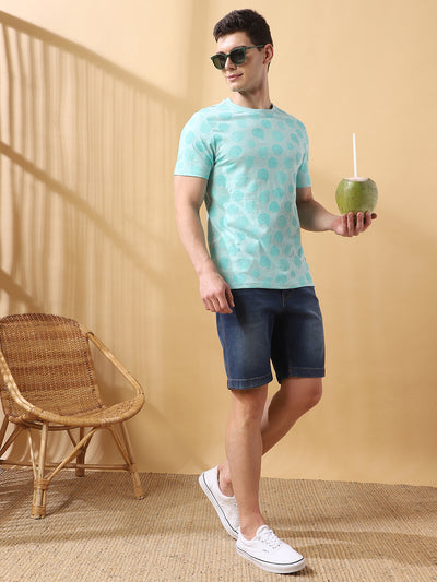 Men's Printed Round Neck Half Sleeves Cotton Slub T-shirt