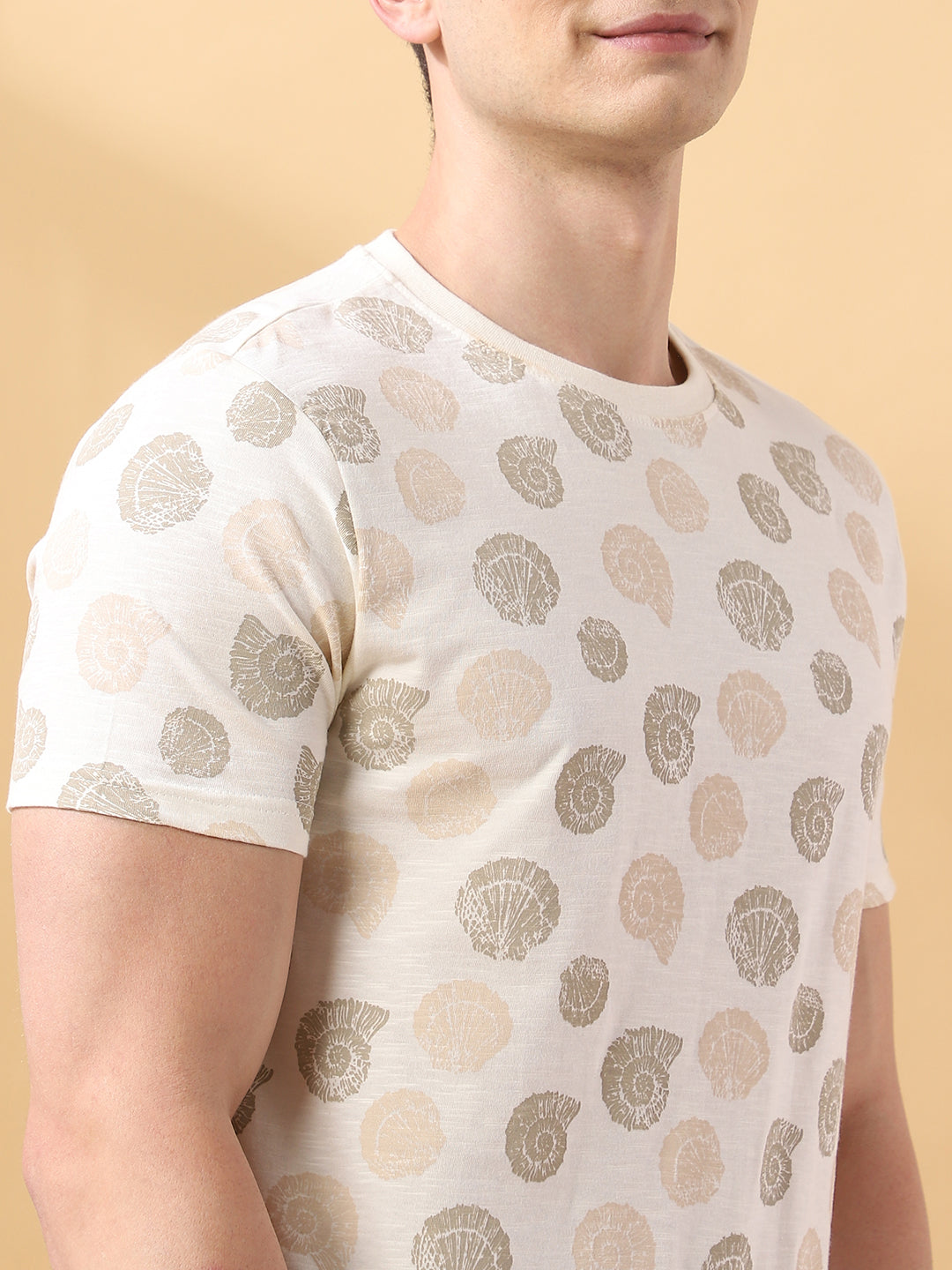 Men's Printed Round Neck Half Sleeves Cotton Slub T-shirt