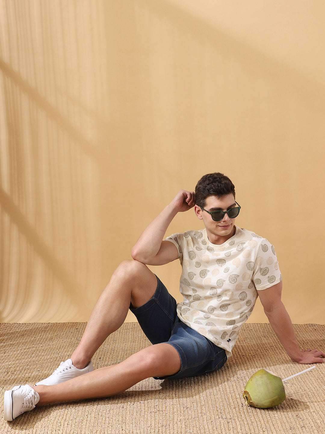 Men's Printed Round Neck Half Sleeves Cotton Slub T-shirt