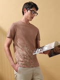 Men's Printed Round Neck Half Sleeves Cotton T-shirt