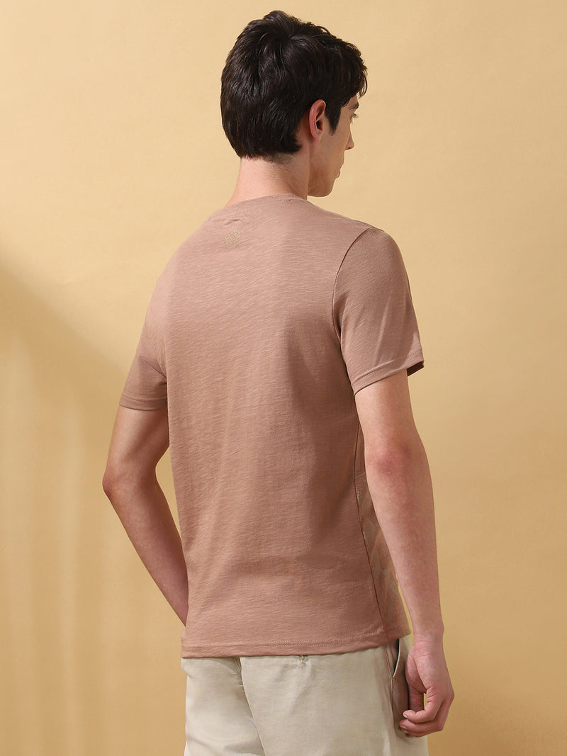Men's Printed Round Neck Half Sleeves Cotton T-shirt