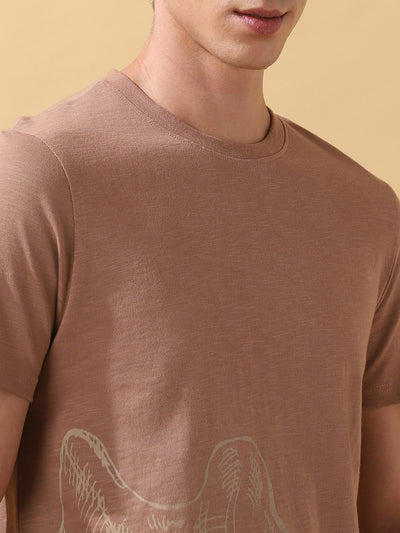 Men's Printed Round Neck Half Sleeves Cotton T-shirt