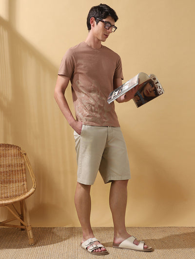 Men's Printed Round Neck Half Sleeves Cotton T-shirt