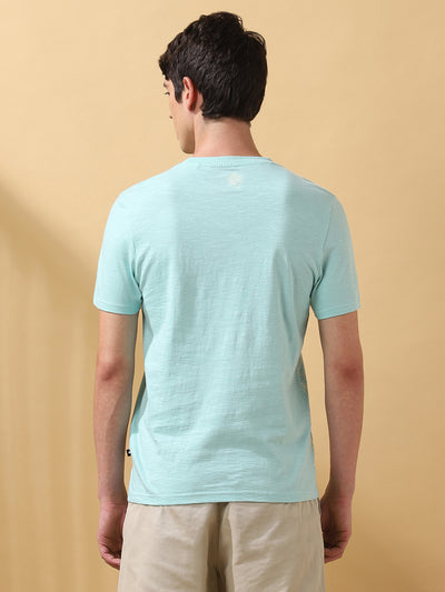 Men's Printed Round Neck Half Sleeves Cotton T-shirt
