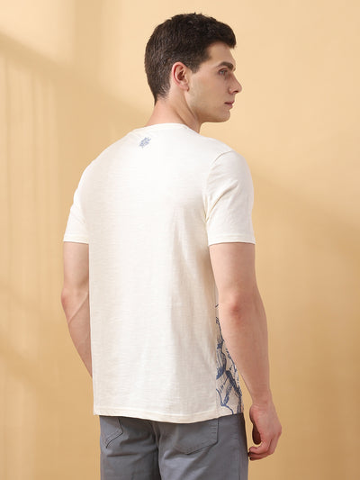 Men's Printed Round Neck Half Sleeves Cotton T-shirt
