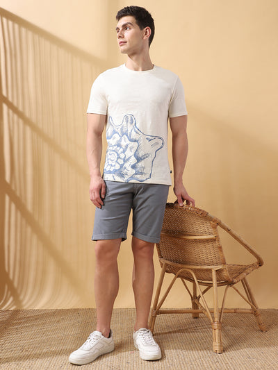 Men's Printed Round Neck Half Sleeves Cotton T-shirt