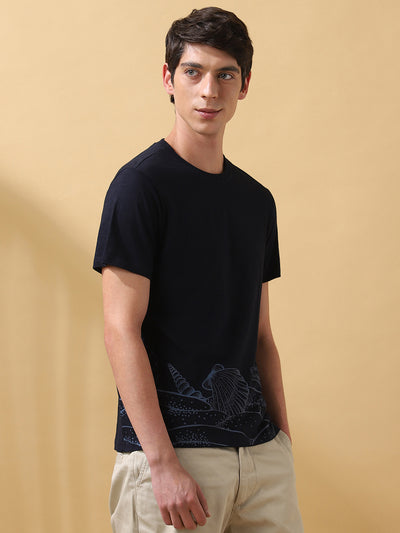 Men's Printed Round Neck Half Sleeves T-shirt