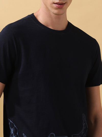 Men's Printed Round Neck Half Sleeves T-shirt
