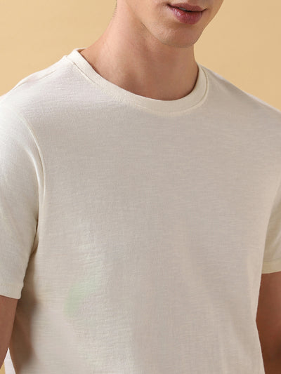 Men's Printed Round Neck Half Sleeves Cotton Slub T-shirt