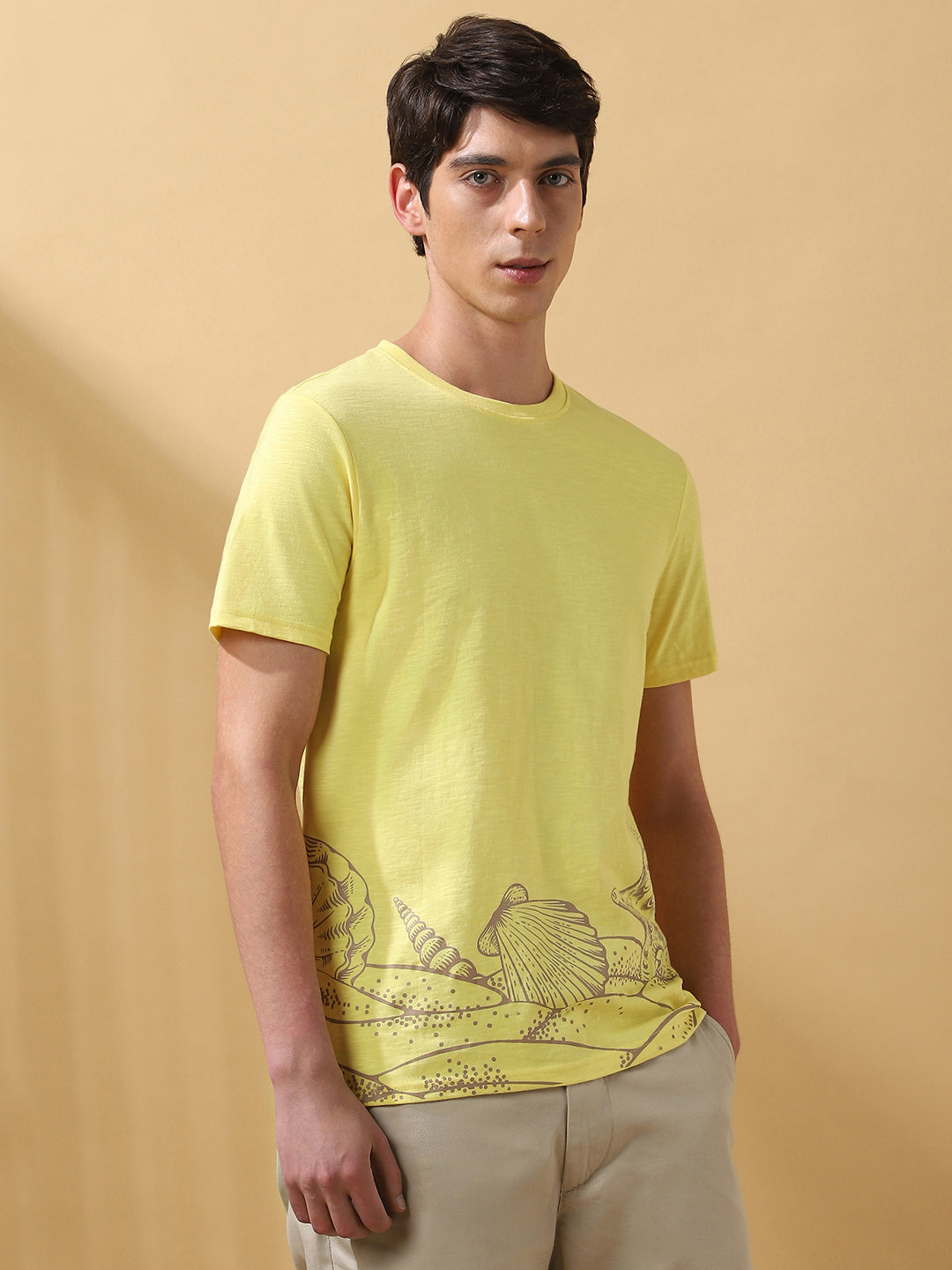 Men's Printed Round Neck Half Sleeves T-shirt