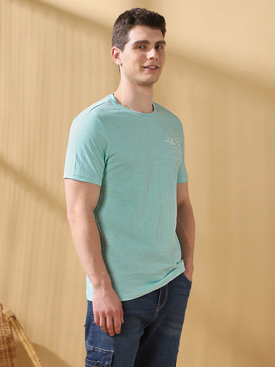 Men Printed Round Neck Half Sleeves Casual T-shirt