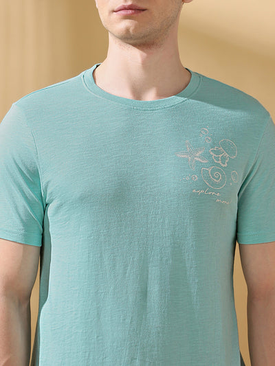 Men Printed Round Neck Half Sleeves Casual T-shirt