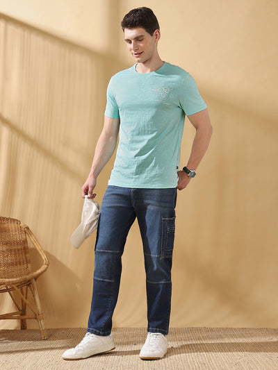 Men Printed Round Neck Half Sleeves Casual T-shirt