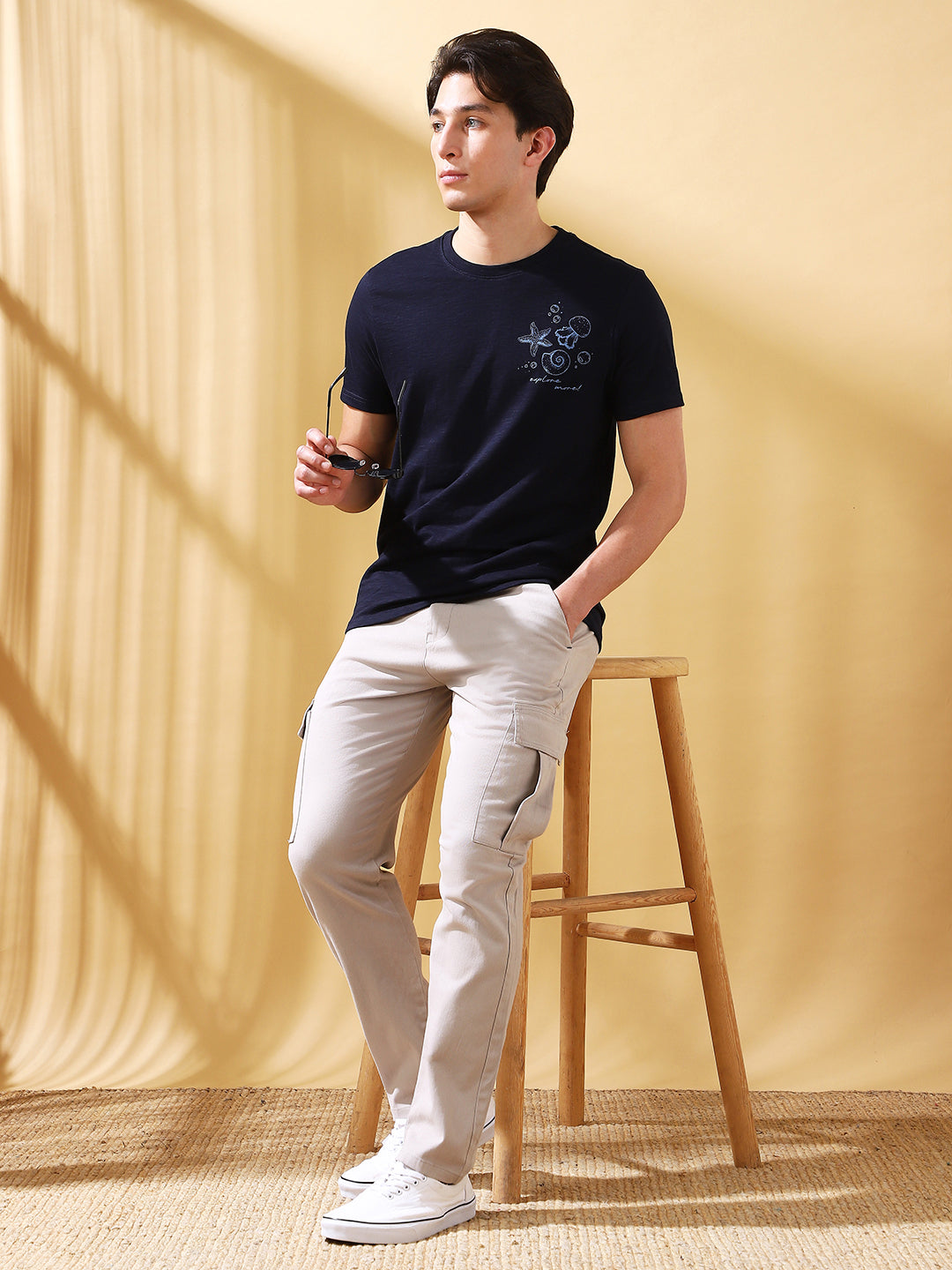 Men Printed Round Neck Half Sleeves Casual T-shirt
