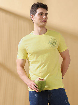 Men Printed Round Neck Half Sleeves Casual T-shirt