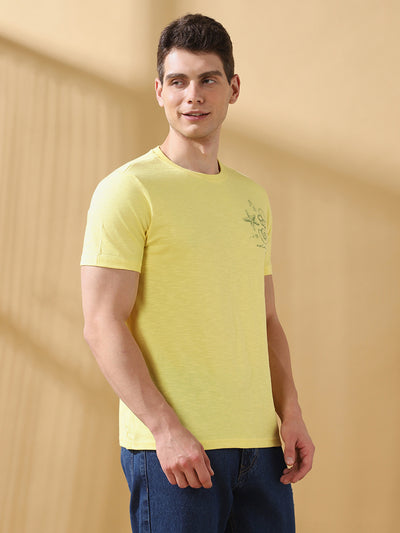 Men Printed Round Neck Half Sleeves Casual T-shirt
