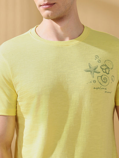 Men Printed Round Neck Half Sleeves Casual T-shirt