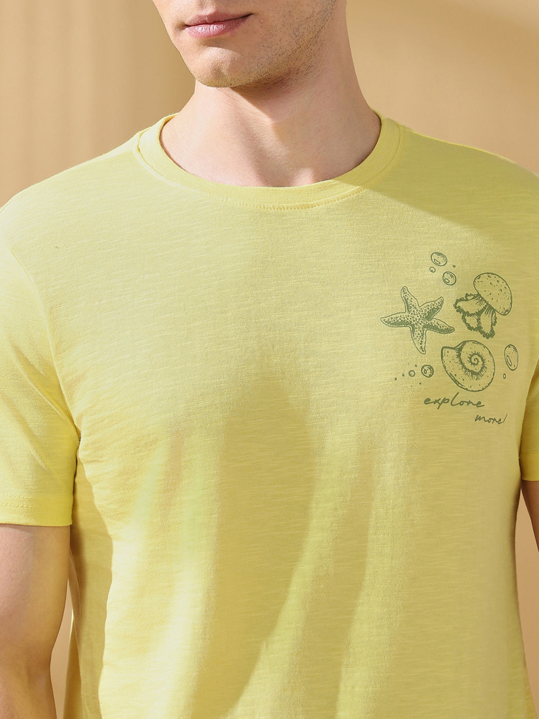 Men Printed Round Neck Half Sleeves Casual T-shirt