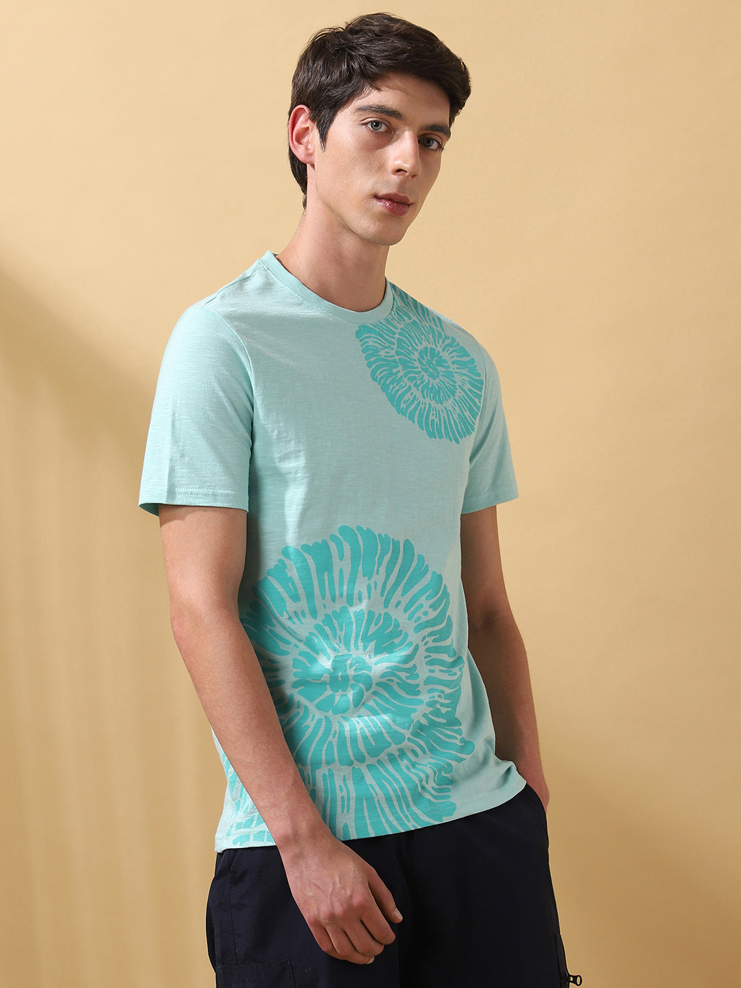 Men's Printed Round Neck Half Sleeves T-shirt
