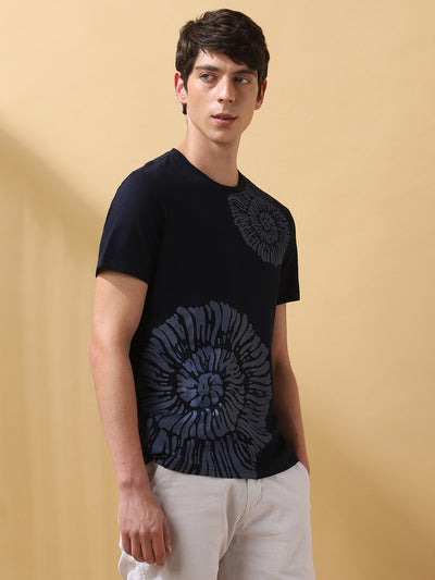 Men's Printed Round Neck Half Sleeves T-shirt