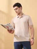 Men's Self Design Polo Collar Half Sleeves T-shirt