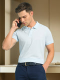 Men's Self Design Polo Collar Half Sleeves T-shirt