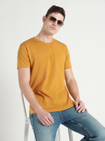 Men's Mustard Solid T-shirt