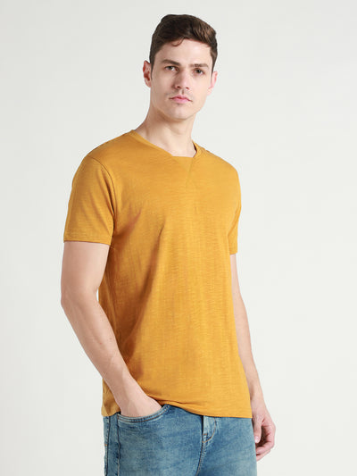 Men's Mustard Solid T-shirt