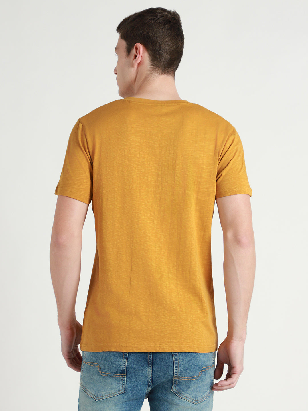 Men's Mustard Solid T-shirt