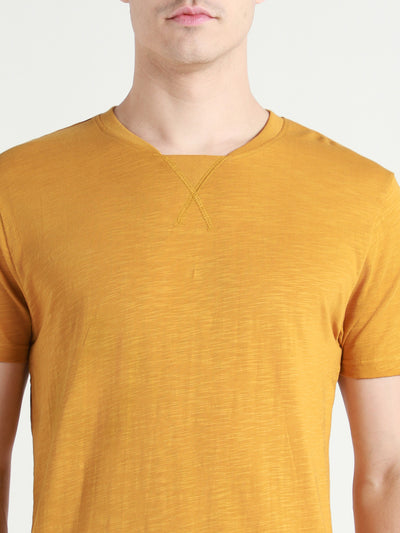 Men's Mustard Solid T-shirt