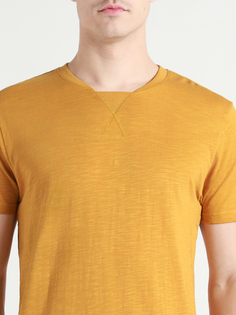 Men's Mustard Solid T-shirt