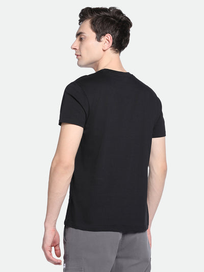 Men's Black Graphic Print Half-Sleeves Casual T-Shirt