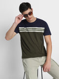 Dennis Lingo Men's Navy Y/D Stripes Half sleeves Casual T-Shirt