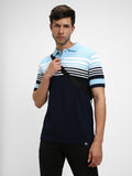 Dennis Lingo Men's Spread Collar Regular Fit Y/D Stripes Navy Polo T-Shirt