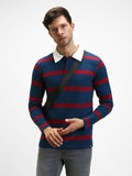 Dennis Lingo Men's Spread Collar Regular Fit Y/D Stripes Teal T-Shirt